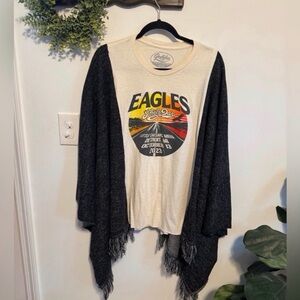 Eagles Band Graphic Fringe Poncho